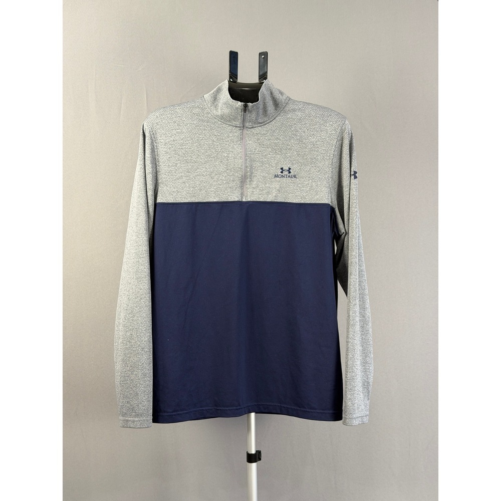 Under Armour Montauk Men's 1/4 Zip Pullover Golf Shirt‎ Gray Navy LG Loose Fit
